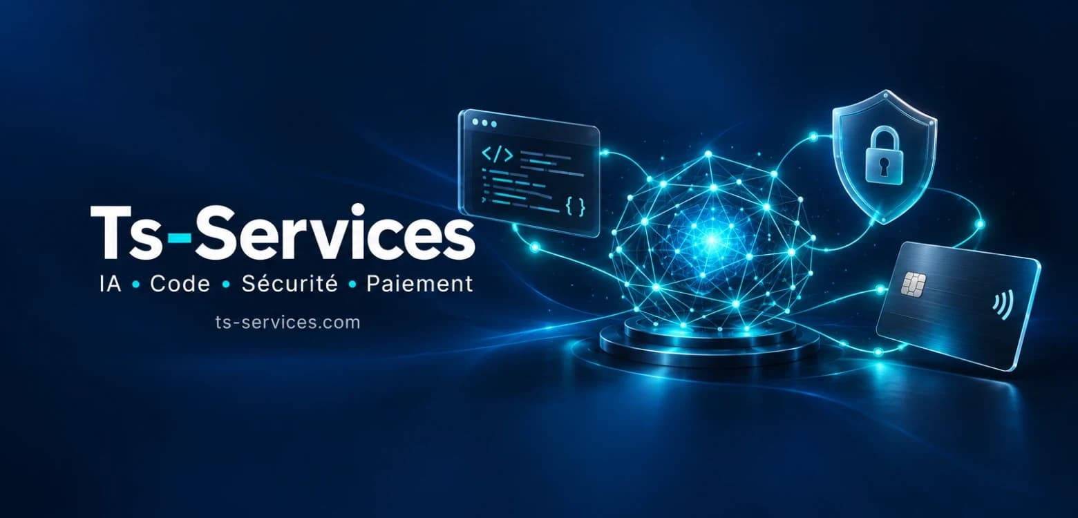 Bannière Ts-Services : IA, code, sécurité et paiement